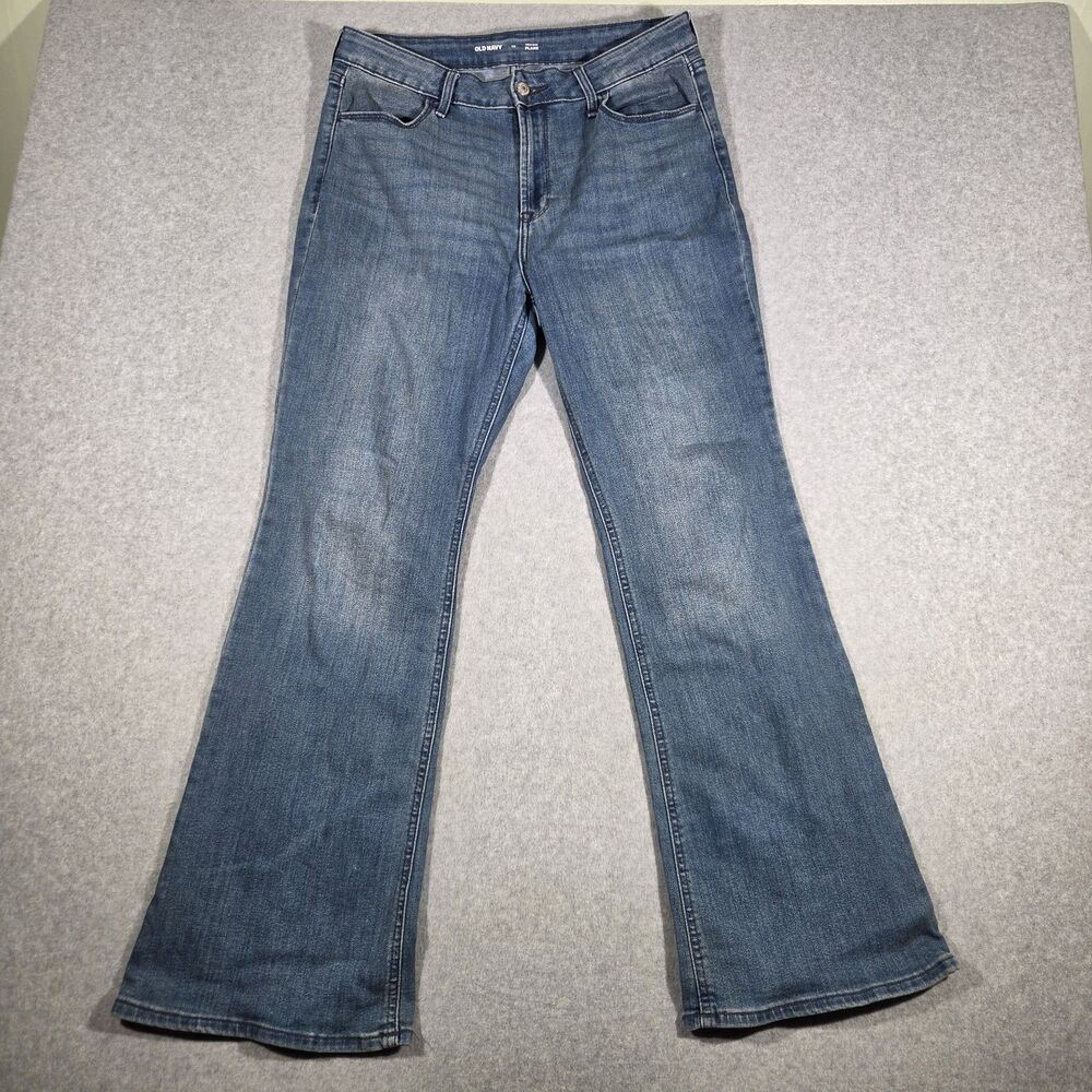 Old Navy Womens Size 12 High Rise Flare Jeans Medium Wash Blue Denim Classic